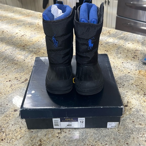 Kids Pol Ralph Lauren Snow Boots Black and Blue - Picture 1 of 6